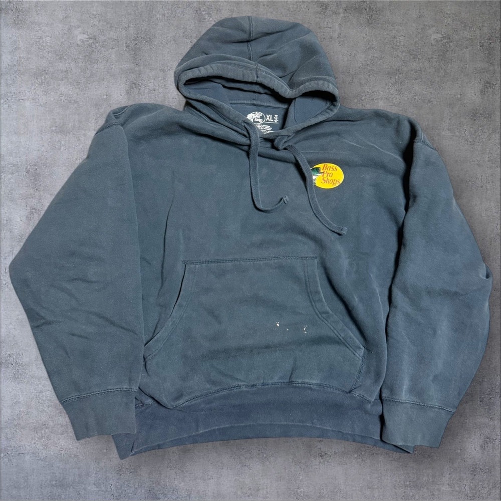 Bass Pro Shops Classic Marine Blue Hoodie Size XL Baggy‎